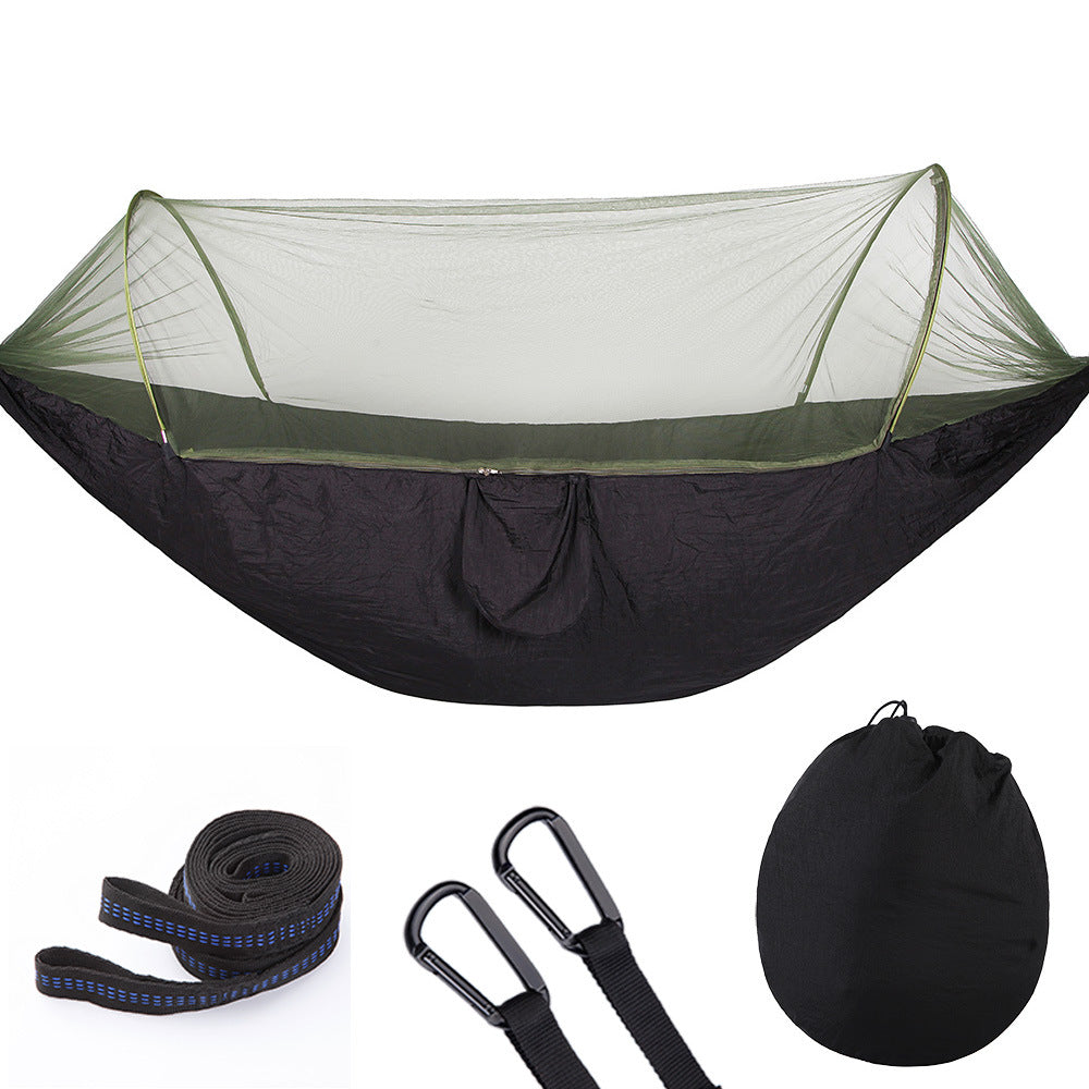 Fully Automatic Quick Opening Hammock With Mosquito Net Black