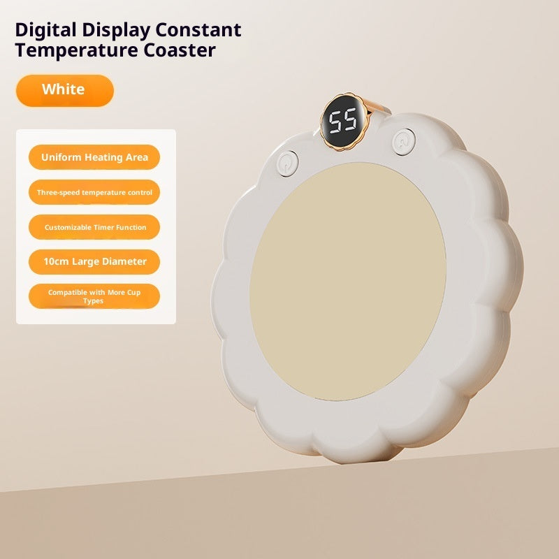 Thermal Cup Pad Desktop Smart Heat Preservation Coaster White