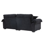 84' Chenille Sofa Small Sofa Loveseat Deep Seat Sofa Couch with 2 Throw Pillows & Memory Foam for Living Room Apartment Office Lounge-Black