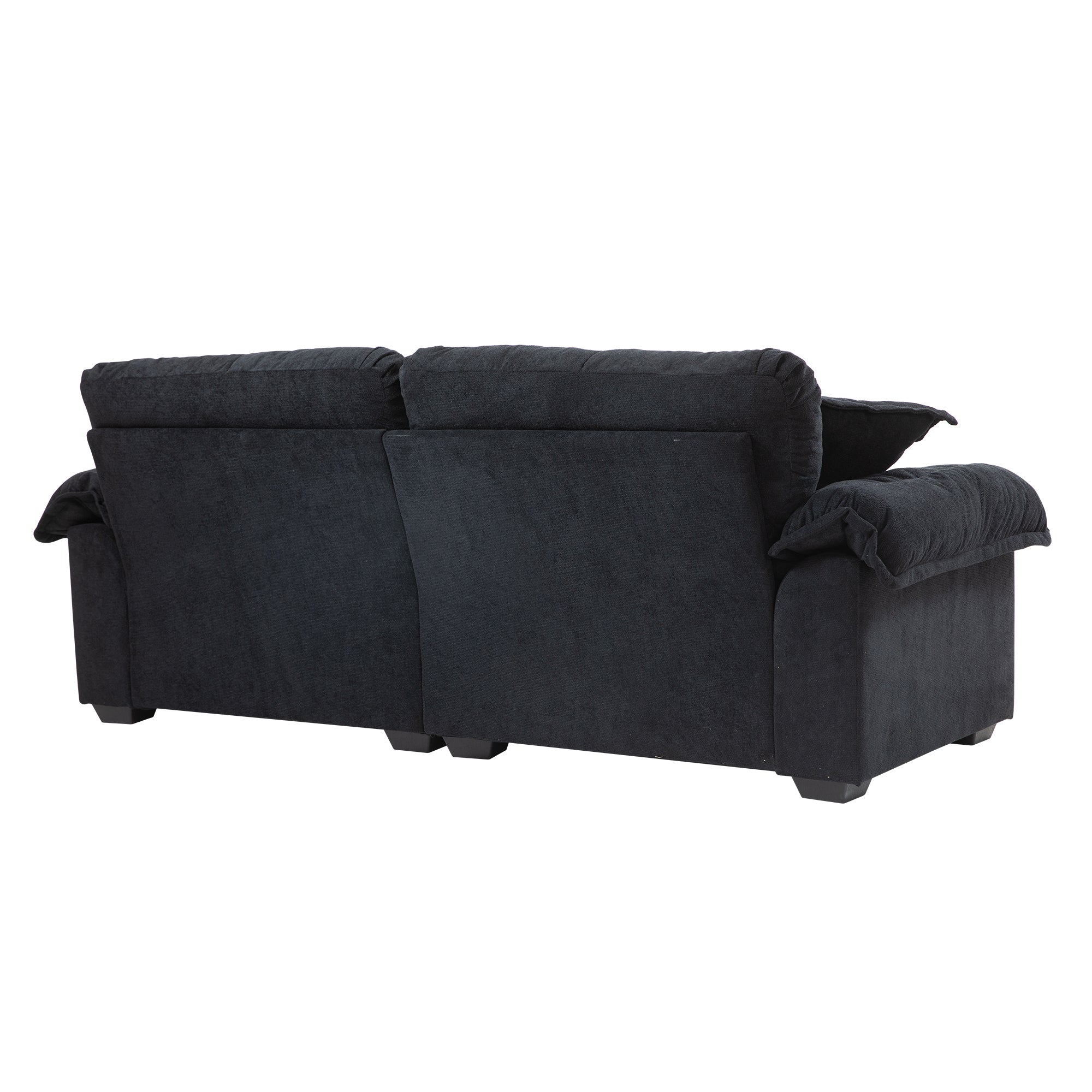 84' Chenille Sofa Small Sofa Loveseat Deep Seat Sofa Couch with 2 Throw Pillows & Memory Foam for Living Room Apartment Office Lounge-Black