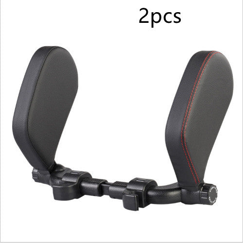 Car headrest pillow Sleep Adjustable Side Car Soft Travel Seat Headrest Auto Leather Support Neck Pillow Cushion car accessories Black red Leather 2pcs