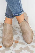 Philippine Gray Tulip Opening Suede Ankle Boots- Women