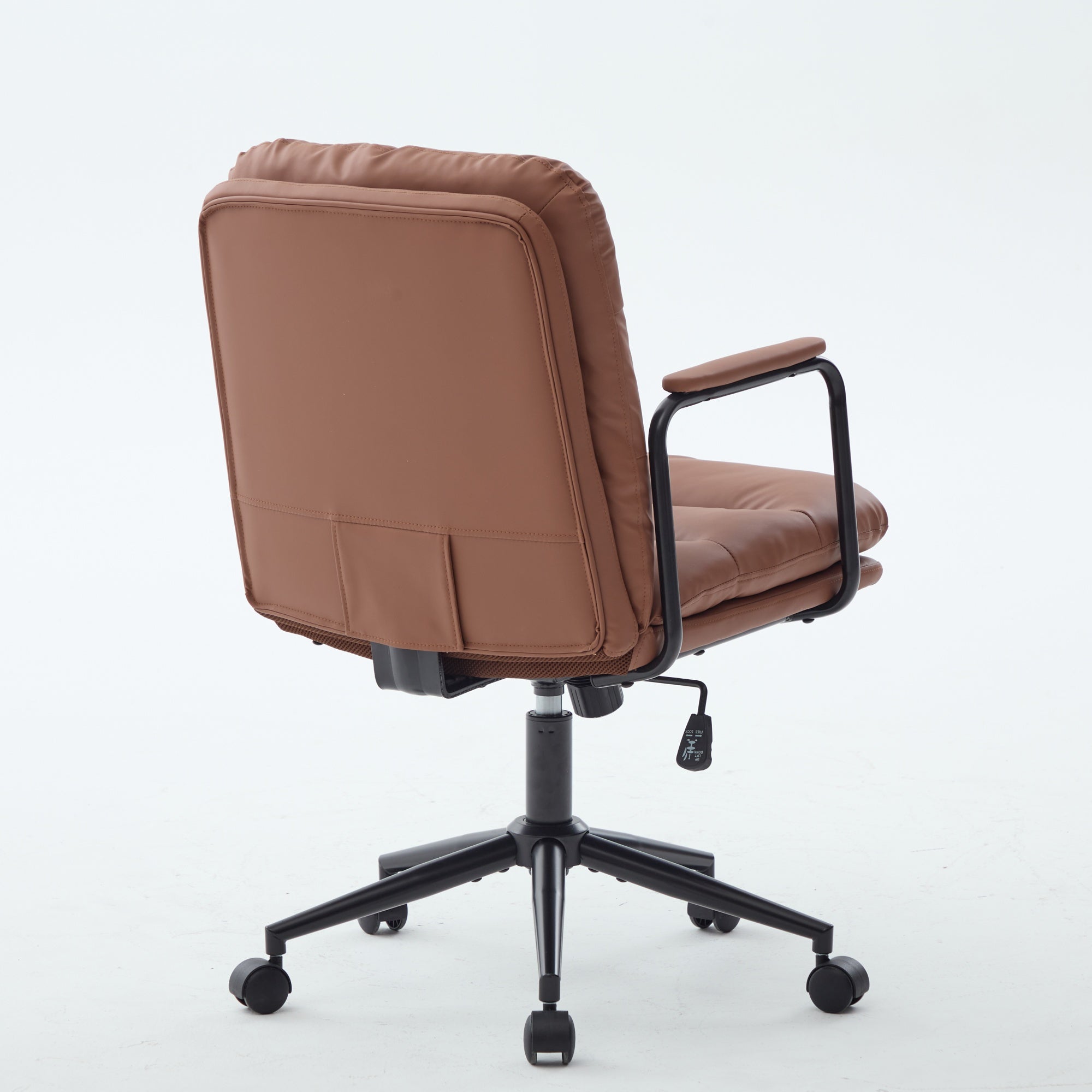 Office Chair,Mid Back Home Office Desk Task Chair with Wheels and Arms Ergonomic PU Leather Computer Rolling Swivel Chair with Padded Armrest,The back of the chair can recline 40° (Brown),SW1741BR