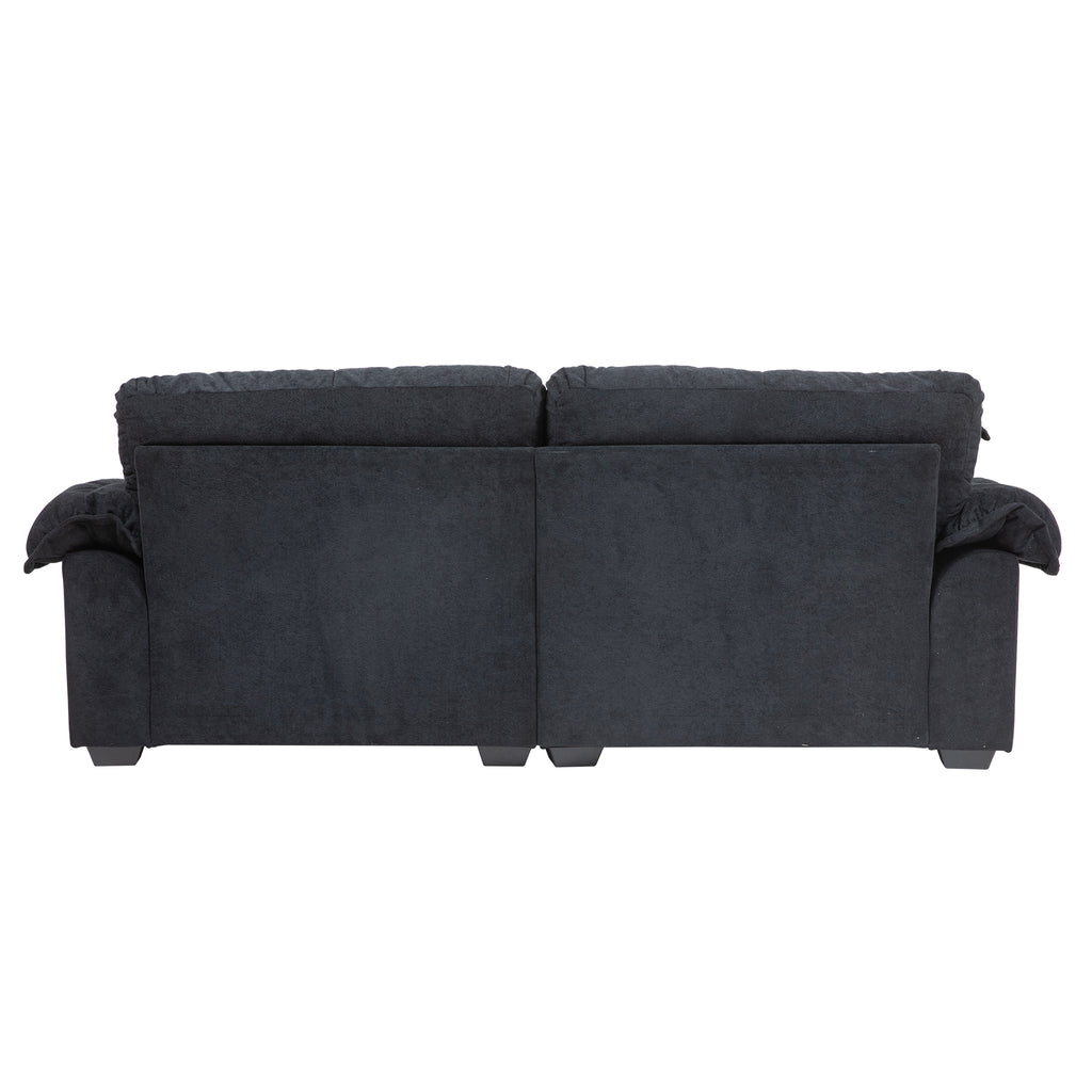 84' Chenille Sofa Small Sofa Loveseat Deep Seat Sofa Couch with 2 Throw Pillows & Memory Foam for Living Room Apartment Office Lounge-Black