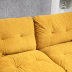 84' Chenille Sofa Small Sofa Loveseat Deep Seat Sofa Couch with 2 Throw Pillows & Memory Foam for Living Room Apartment Office Lounge-Yellow