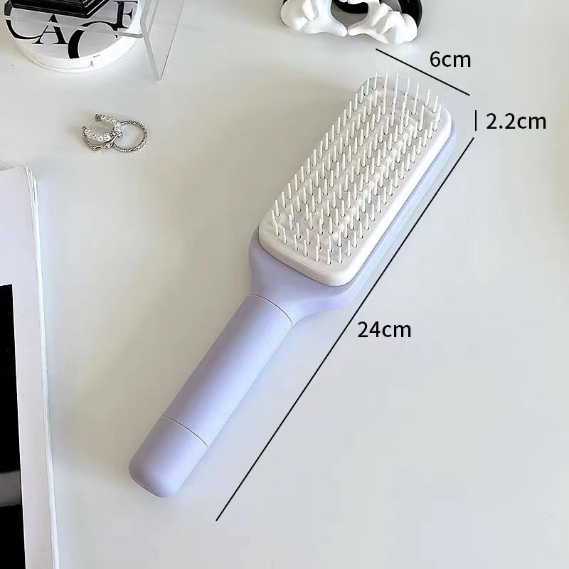 4 In 1 Self Cleaning Hair Brush New Self-Cleaning Anti-Static Massage Comb Scalable Rotate Lifting Self Cleaning Hairbrush Roland Purple