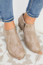 Philippine Gray Tulip Opening Suede Ankle Boots- Women