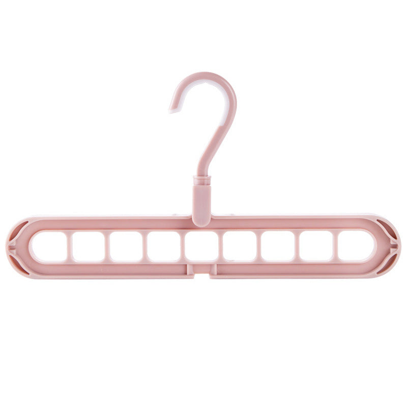 9-hole Clothes Hanger Organizer Space Saving Hanger Multi-function Folding Magic c Scarf Clothes Storage Pink 1PC