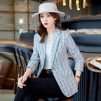 Casual Plaid Autumn Western Style Women's Clothing Long Coat