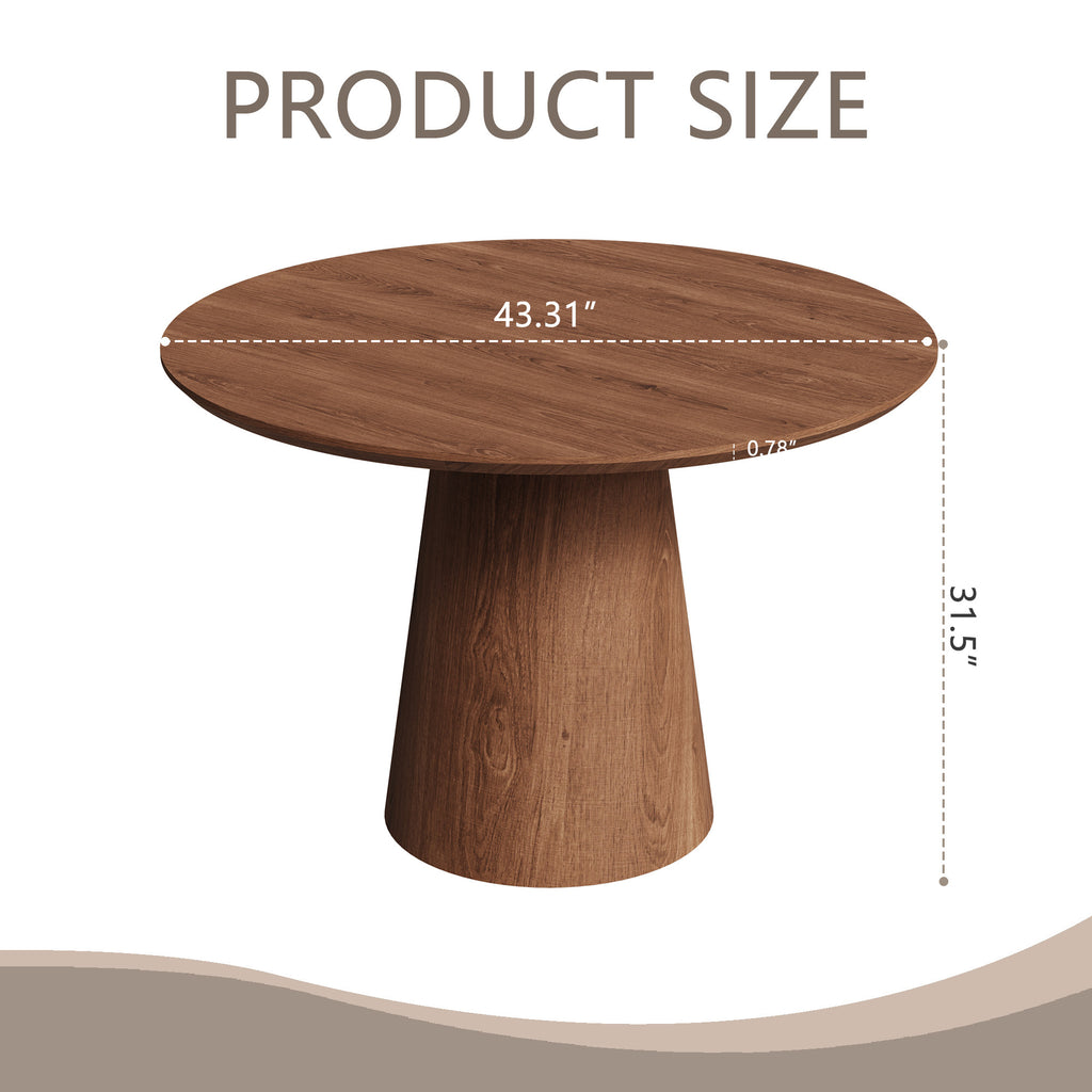 43 inch circular dining table, modern minimalist round table, MDF grain dining table, one handle and two packs