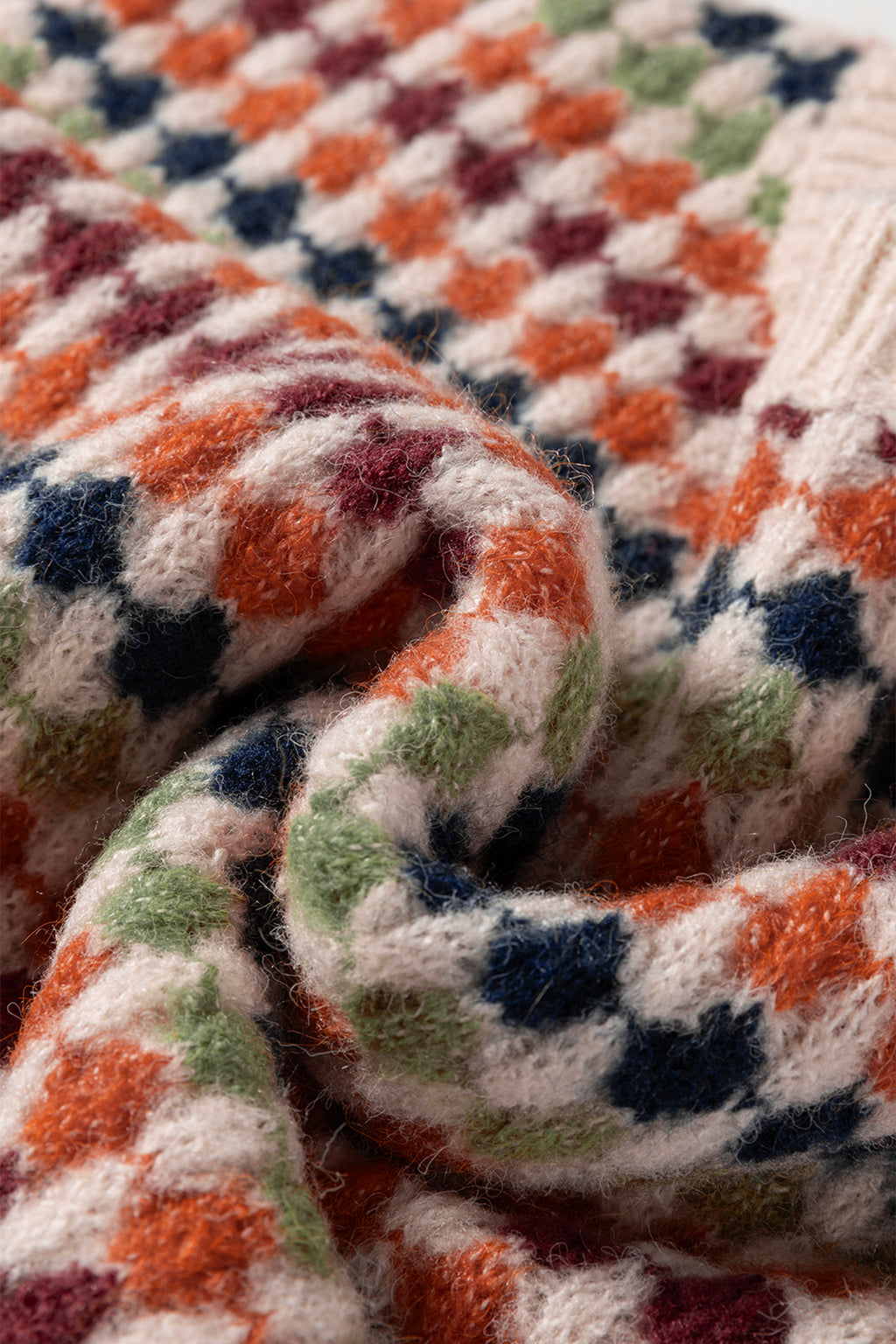 Multicolour Dotty Striped Pattern Knit Drop Shoulder Sweater- Women