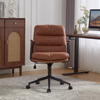 Office Chair,Mid Back Home Office Desk Task Chair with Wheels and Arms Ergonomic PU Leather Computer Rolling Swivel Chair with Padded Armrest,The back of the chair can recline 40° (Brown),SW1741BR