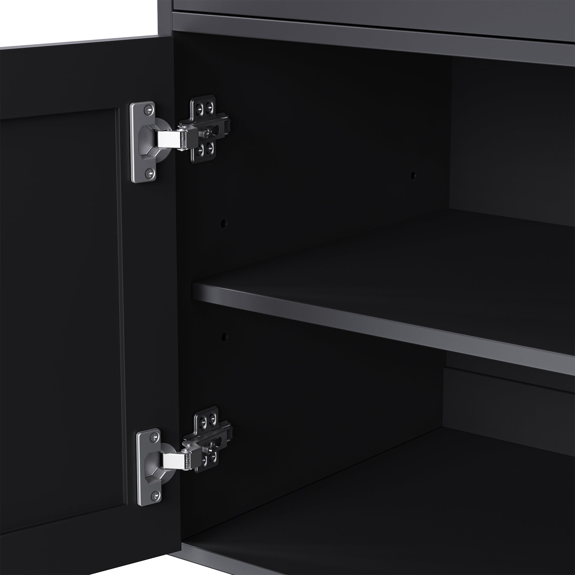 Farmhouse TV Stand with Solid Wood Gourd-Shaped Legs for TVs Up to 70', Entertainment Center with Bookshelves & Tempered Glass Doors, Media Console with Adjustable Shelves, Living Room, Black