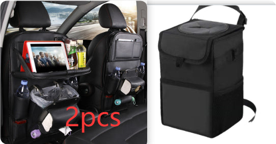 PU Leather Car Storage Bag Multifunction Seat Back Tray Hanging Bag Waterproof Car Organizer Automotive Interior Accessories Set6