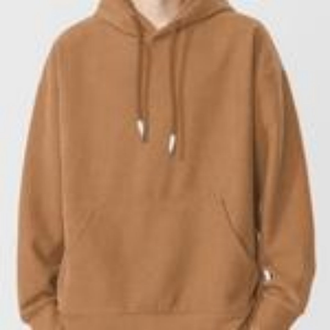 Export Quality English European And American Sizes Jacquard Round Neck Hoodie For Men Khaki