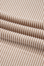 Parchment Ribbed Knit Patched Pocket Wide Leg Overalls- Women