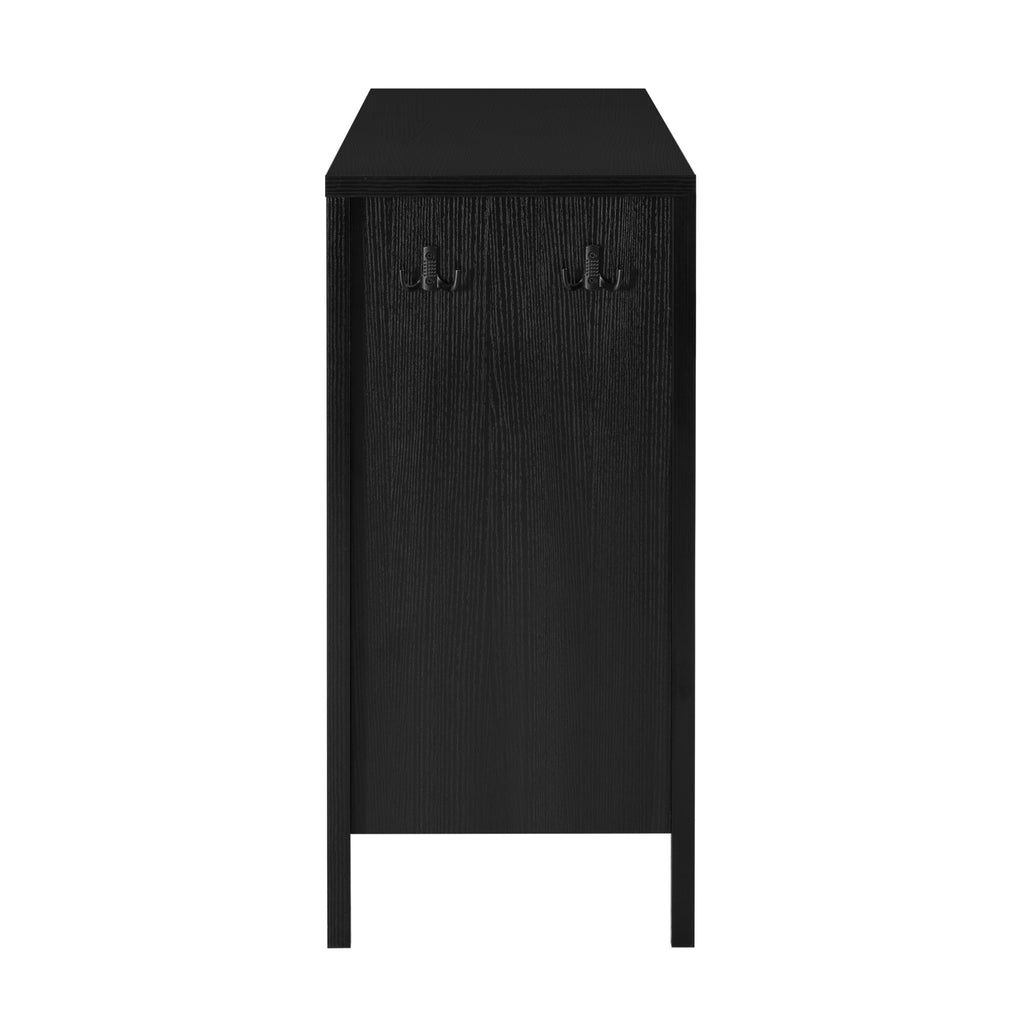 U_STYLE 55.1''Storage Sideboard with 4-Doors,Multi Functional Buffet with Open Shelf and 2-Tiers Adjustable Shelves,Modern Cabinet with Double Hooks,Suitable for Living Room, Hallway, Dining,Office.