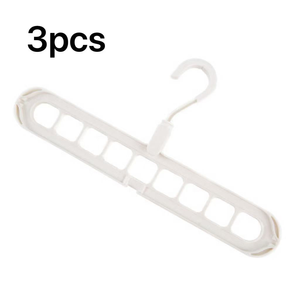 9-hole Clothes Hanger Organizer Space Saving Hanger Multi-function Folding Magic c Scarf Clothes Storage White 3PCS