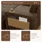 Oversized Chaise Lounge Indoor Faux Rabbit Fur Sofa Bed with Storage Ottoman and Armrests, Cup Holders, 42' Upholstered Sleeper Chair, 4 Colors