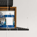 Overhead Garage Storage Rack 4x4 FT for High Ceilings 10-12 FT, 250LBS Capacity All-Steel Construction with Safety Lock (Installation Required, Heavy-Duty Garage Organizer)