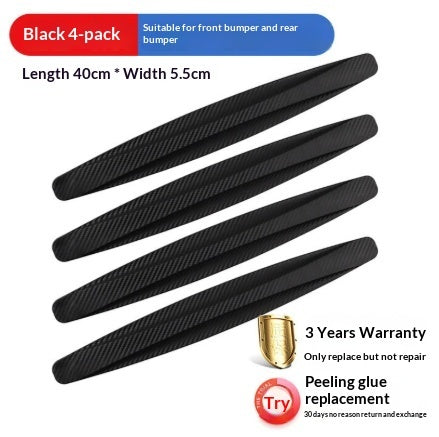 Car Bumper Protector Strip Guard Corner Protection Strips Scratch Protector Crash Blade Anti-collision Auto Accessories Black 4PCS