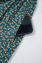 Green Floral Print Smocked High Waist Square Neck Jumpsuit- Women