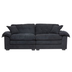 84' Chenille Sofa Small Sofa Loveseat Deep Seat Sofa Couch with 2 Throw Pillows & Memory Foam for Living Room Apartment Office Lounge-Black