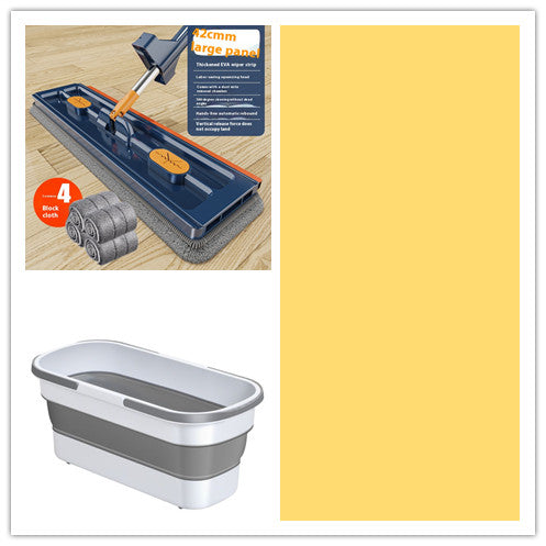 New Style Large Flat Mop 360 Rotating Mop Suitable Various Types Flooring Strong Water Absorption For Home Cleaning Floors Blue With 4Rags set