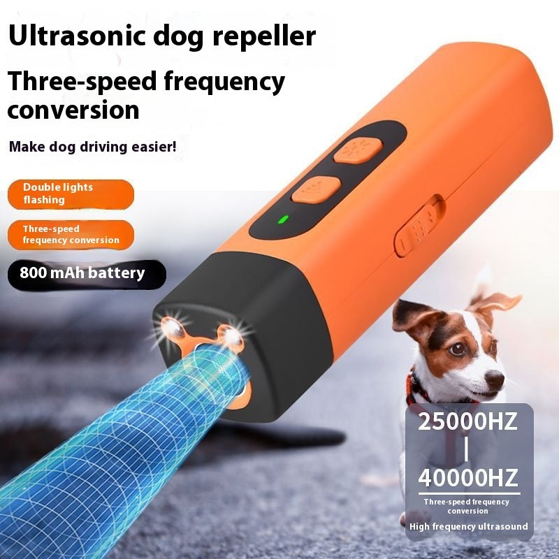 Pet Dog Repeller Ultrasonic Dog Training Device Rechargeable Anti Dog Bark Deterrent Device With LED Flashlight Pets Supplies