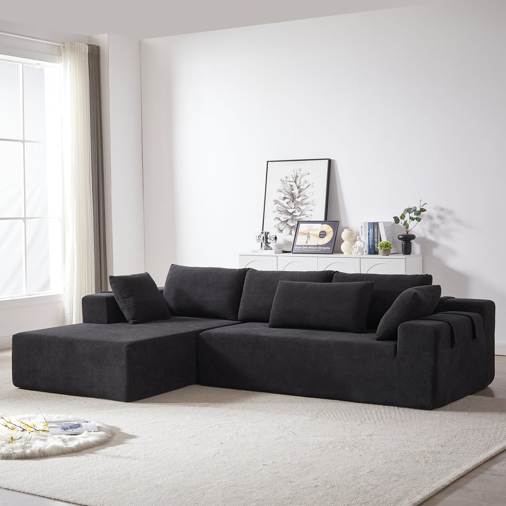 Modern Chenille Upholstered Sectional Sofa Couch Set,Modular 108' L Shaped Sectional Living Room Sofa Set With 6 Pillows,Free Combination Sofa Couch for Living Room,Bedroom(Left Chaise)W834P240009