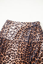 Brown Leopard Tiered Patchwork Hot Mini Skirt- Women