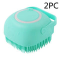 Silicone Dog Bath Massage Gloves Brush Pet Cat Bathroom Cleaning Tool Comb Brush For Dog Can Pour Shampoo Dog Grooming Supplies Green 2PC square