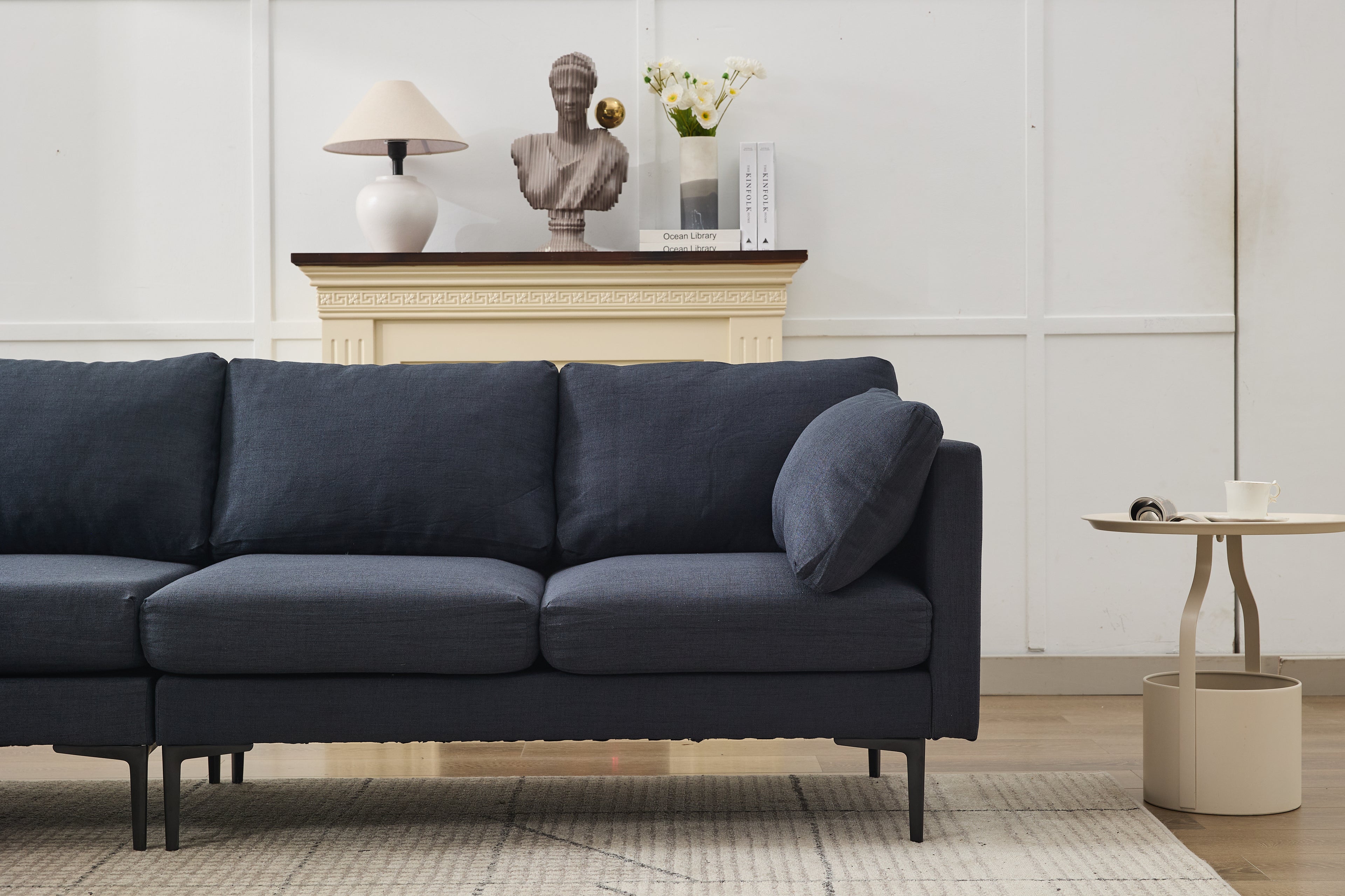 106' W Sectional L Shaped Sofa Couch Set for Living Room, Convertible Oversized 6-Seat Corner Sofa Sets with 2 Pillows, Modern Linen Sofas with Metal Legs for Living Room Apartment