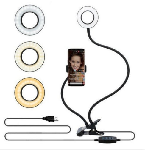 LED Selfie Ring Light for Live Adjustable Makeup Light-8cm Stand Black