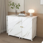 57.5' Foldable Sewing Machine Table with Locking Casters, Multi-Storage Craft Station with Shelves, Bins & Cabinet, Adjustable Sewing Cabinet for Home, Bedroom, and Craft Room(White)