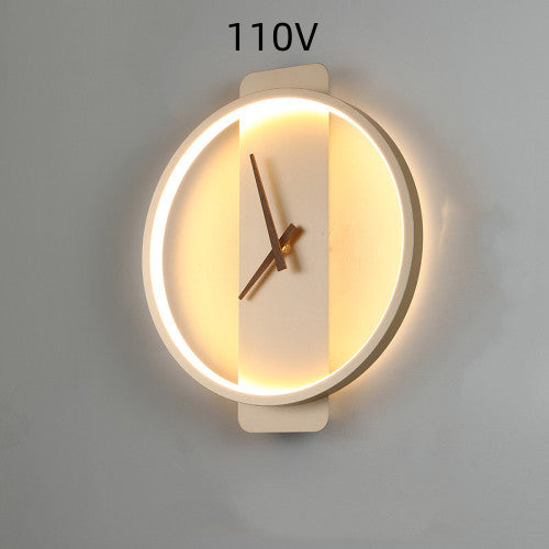 Nordic Wall Lamp Bedroom Bedside Lamp Clock Modeling Lamp Golden round style110V