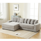 [NEW ARRIVED] [VIDEO PROVIDED] Oversized Two-Piece Couches, L Shaped Sofa, Corduroy, Left Chaise Daybed,with Armrests,Eight Throw Pillows,Corner Sofa,Easy To Assemble, Gray