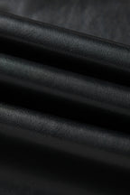 Black Faux Leather Side Slit Maxi Skirt- Women