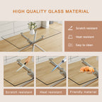 Large Modern Minimalist Rectangular Glass Dining Table with 0.39' Tempered Glass Tabletop and Silver Chrome Metal Legs, for Kitchen Dining Living Meeting Room Banquet hall,63''x35''x 29''W1151S00191