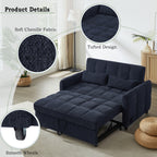 Modern Loveseat Sofa Pull-out Bed with Adjustable Backrest, USB Ports, Lumbar Pillows, Blue Chenille, 52.8'