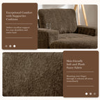 Oversized Chaise Lounge Indoor Faux Rabbit Fur Sofa Bed with Storage Ottoman and Armrests, Cup Holders, 42' Upholstered Sleeper Chair, 4 Colors