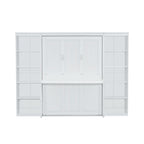 White Full Size Murphy Bed with Desk and Bookshelf, Pine Wood+MDF, 110.3''L x 79.8''W x 82''H