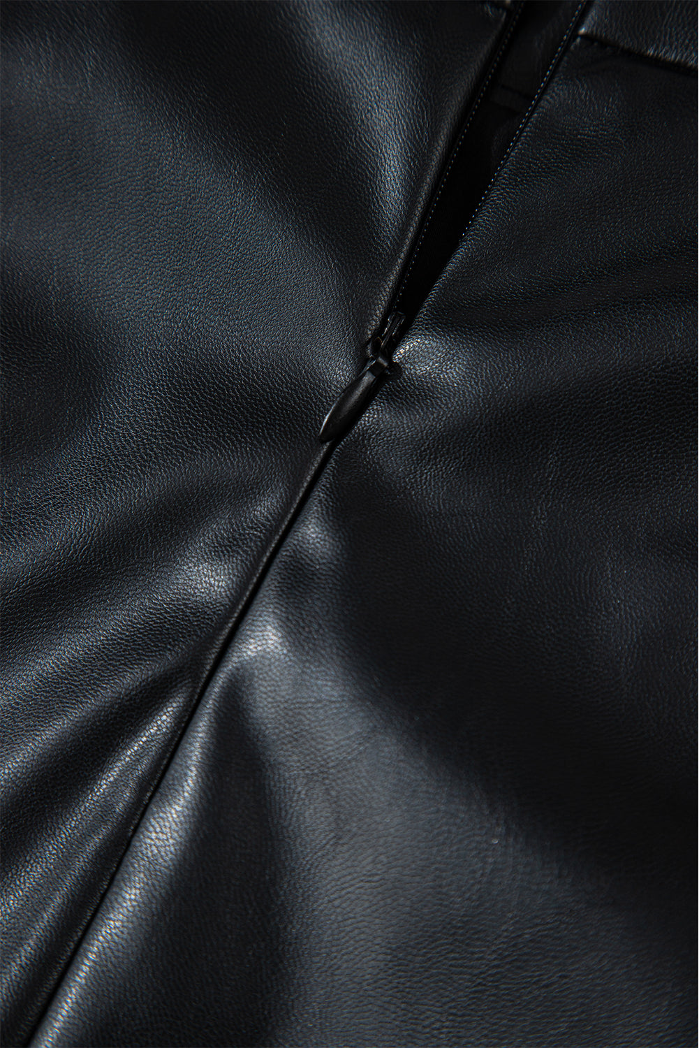 Black PU Leather Side Slits Slim Fit High Waist Mini Skirt- Women