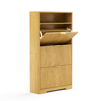Shoe Cabinet Storage for Entryway Hidden Shoes Storage Cabinet with 3 Flip Drawers, Tall Free Standing Shoe Organizer Rack for Foyer, Hallway. Natural,31.6'' L x 9.6'' W x 54.4'' H.