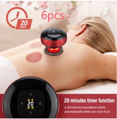 Electric Vacuum Cupping Massage Body Cups Anti-Cellulite Therapy Massager For Body Electric Guasha Scraping Fat Burning Slimming Red 6pcs 6speed charging USB