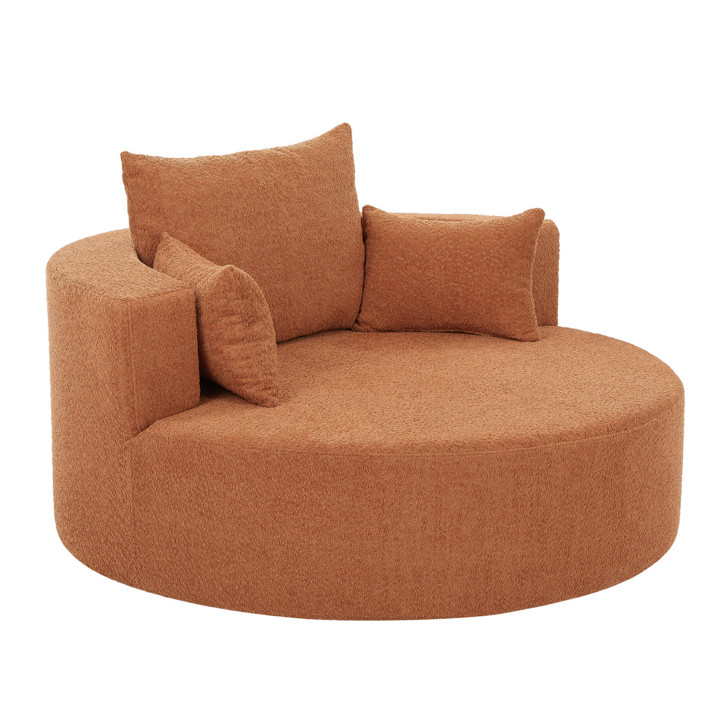 360° Swivel Accent Barrel Chair with Removable Pillows, Orange Red Chenille, 56.3 Inch