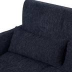 Modern Loveseat Sofa Pull-out Bed with Adjustable Backrest, USB Ports, Lumbar Pillows, Blue Chenille, 52.8'