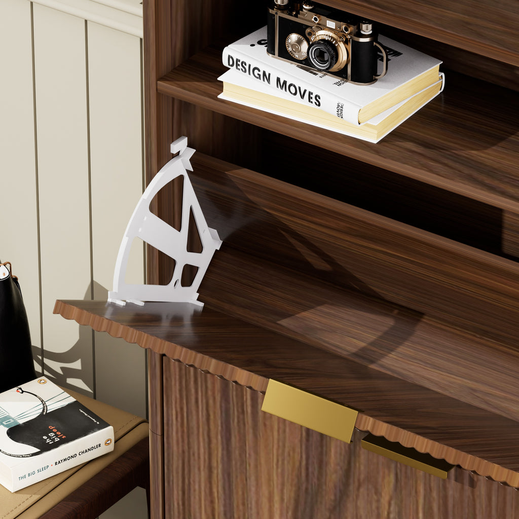 Shoe Cabinet Storage for Entryway Hidden Shoes Storage Cabinet with 2 Flip Drawers, Tall Free Standing Shoe Organizer Rack for Foyer, Hallway. Walnut,31.6'' L x 9.6'' W x 40'' H.