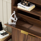 Shoe Cabinet Storage for Entryway Hidden Shoes Storage Cabinet with 2 Flip Drawers, Tall Free Standing Shoe Organizer Rack for Foyer, Hallway. Walnut,31.6'' L x 9.6'' W x 40'' H.