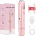 2 In 1 Hair Remover Women's Double Head Shaver Private Pubic Hair Trimmer Electric Razor Wet Dry Electric Body Hair 0236L Pink USB